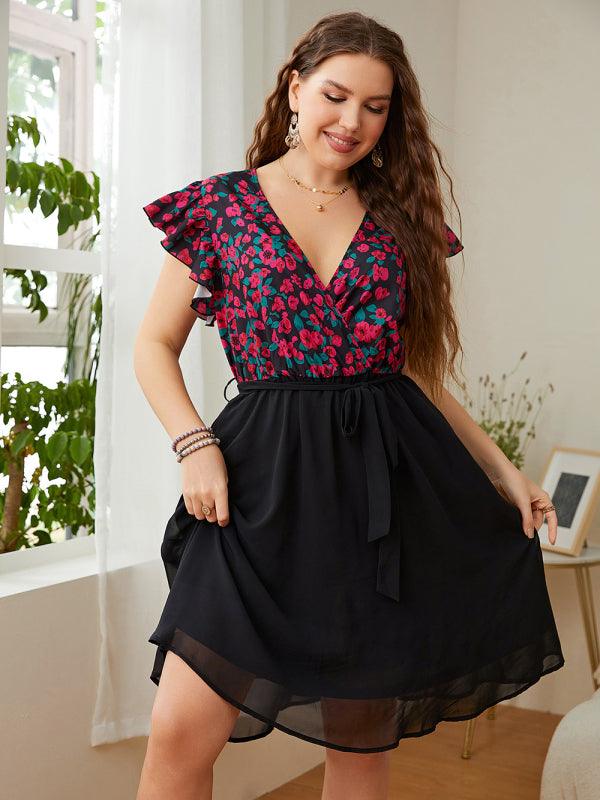 Women's V Neck Loose Dress - Serenity Land fashion