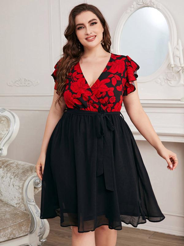 Women's V Neck Loose Dress - Serenity Land fashion