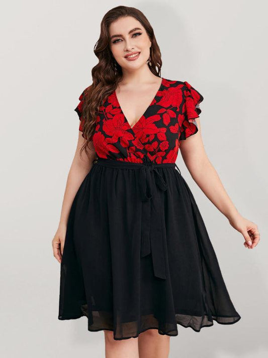 Women's V Neck Loose Dress - Serenity Land fashion