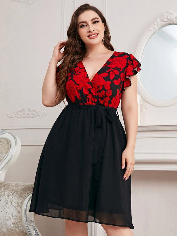 Women's V Neck Loose Dress - Serenity Land fashion