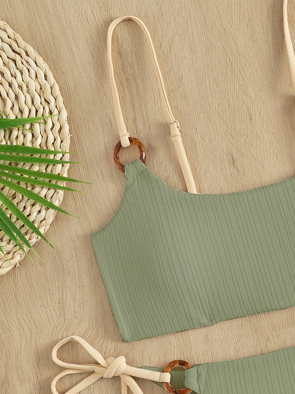 Women's solid color hoop sexy bikini sets - Serenity Land fashion