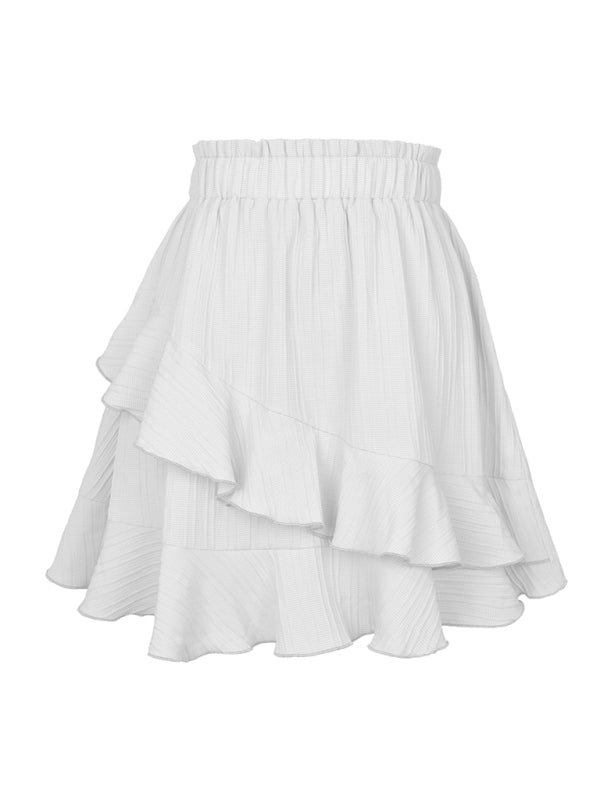 Irregular solid color ruffle skirt - Serenity Land fashion