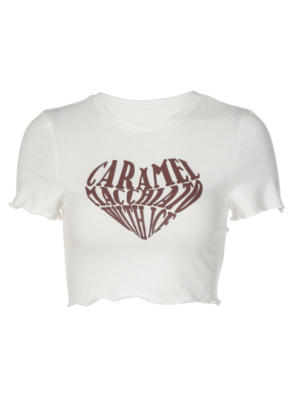 Crop Short Sleeve Graphic Tee - Serenity Land fashion