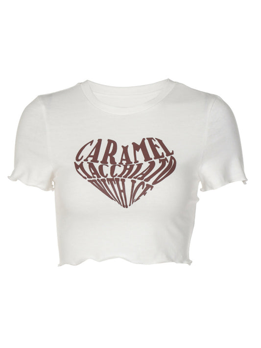 Crop Short Sleeve Graphic Tee - Serenity Land fashion