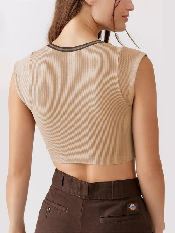 V-neckline Cropped Tee - Serenity Land fashion