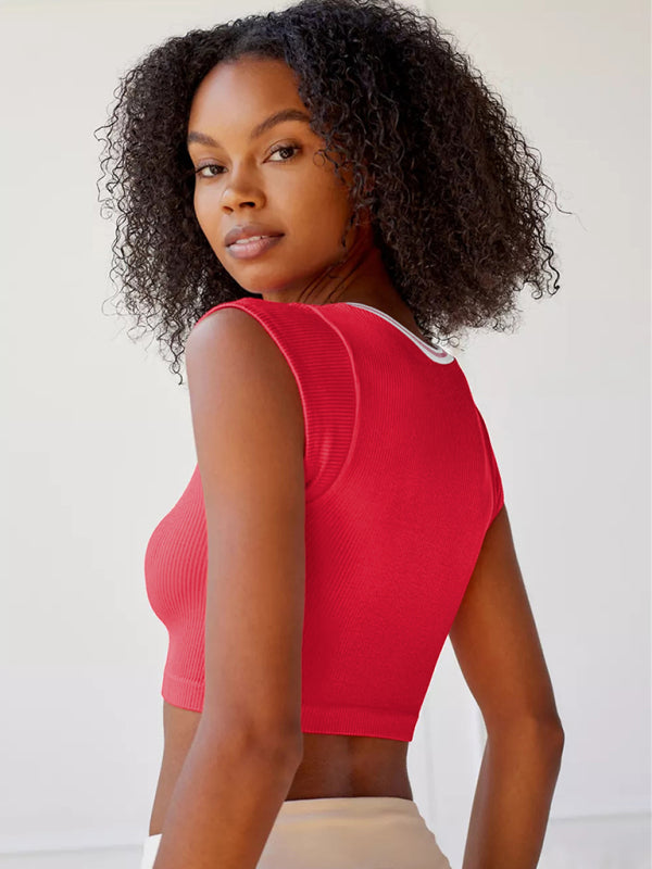 V-neckline Cropped Tee - Serenity Land fashion