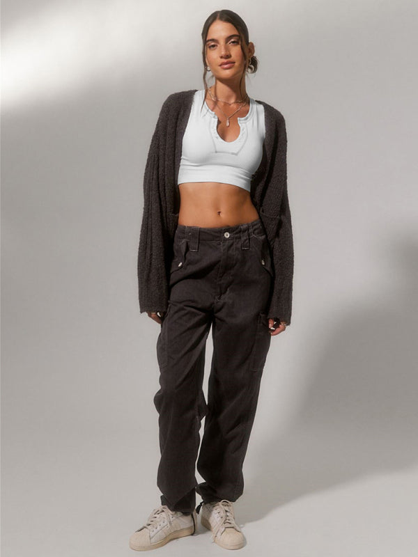 V-neckline Cropped Tee - Serenity Land fashion