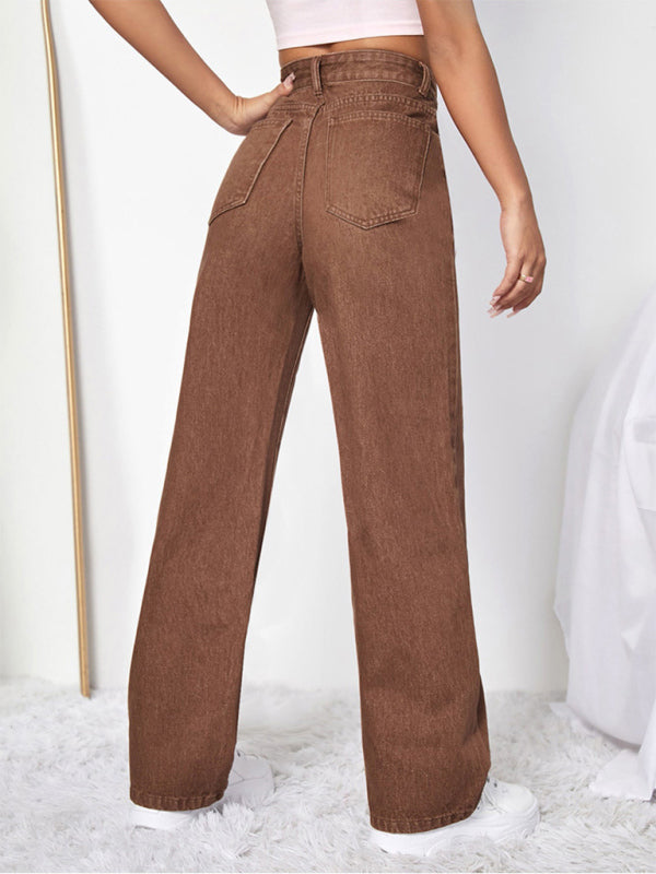 Graffiti Graphics On The Front Wide-leg Silhouette Jeans - Serenity Land fashion