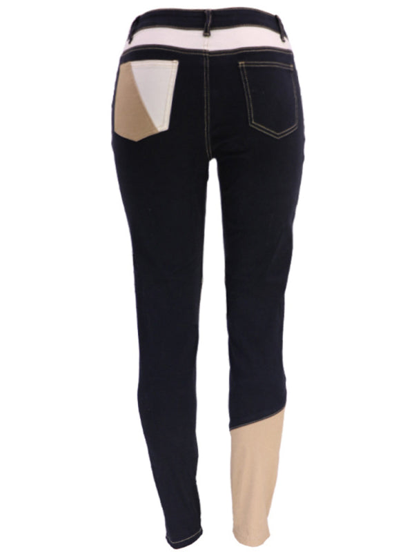 High Waist Colorblock Skinny Jeans - Serenity Land fashion