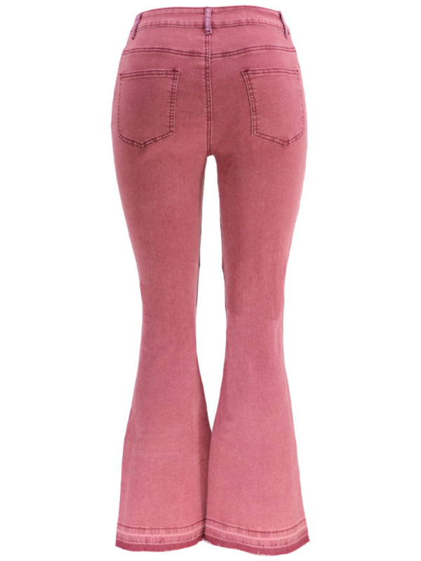 Colorblock High Waist Flared Jeans - Serenity Land fashion