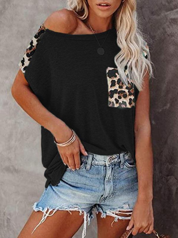 Short Sleeve With Faux Animal Print Insets Top - Serenity Land fashion