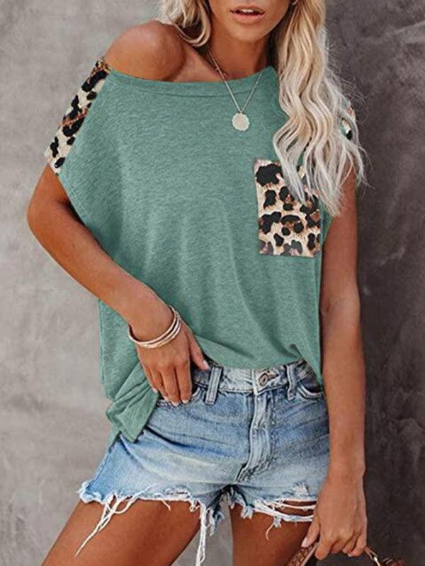 Short Sleeve With Faux Animal Print Insets Top - Serenity Land fashion