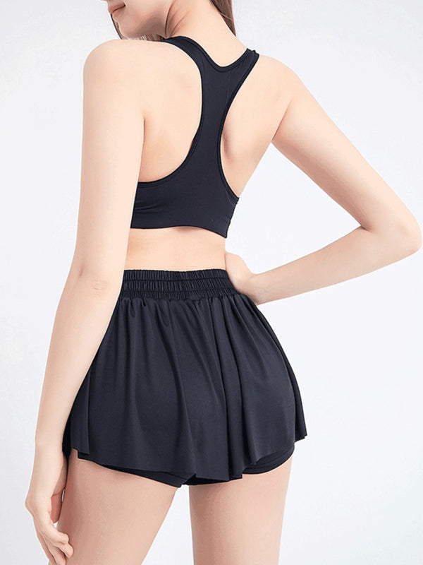 Solid Color Running 2-in-1 Drawstring Shorts - Serenity Land fashion