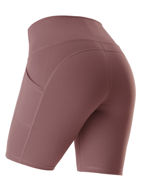Solid Color High Waist Bike Shorts - Serenity Land fashion