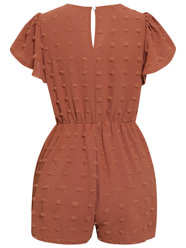 Solid Colorbl Lace Romper - Serenity Land fashion