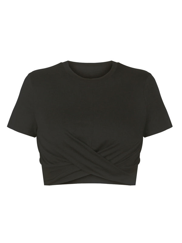 Solid Color Modern Twist Crop top - Serenity Land fashion