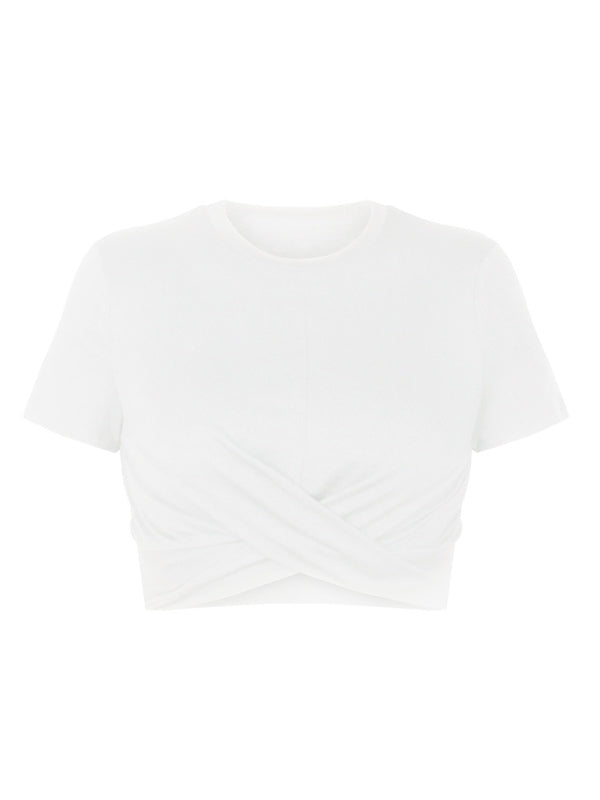 Solid Color Modern Twist Crop top - Serenity Land fashion