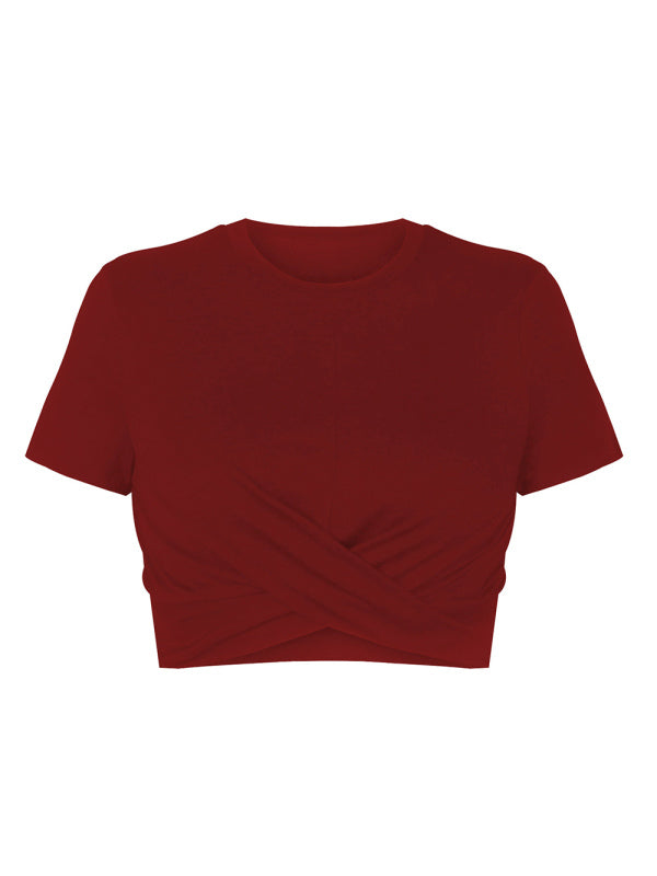 Solid Color Modern Twist Crop top - Serenity Land fashion