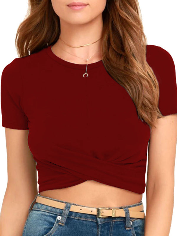 Solid Color Modern Twist Crop top - Serenity Land fashion