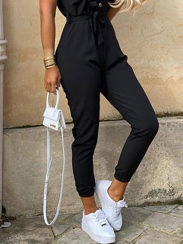 Women's Casual Lapel, Cargo Jumpsuit - Serenity Land fashion