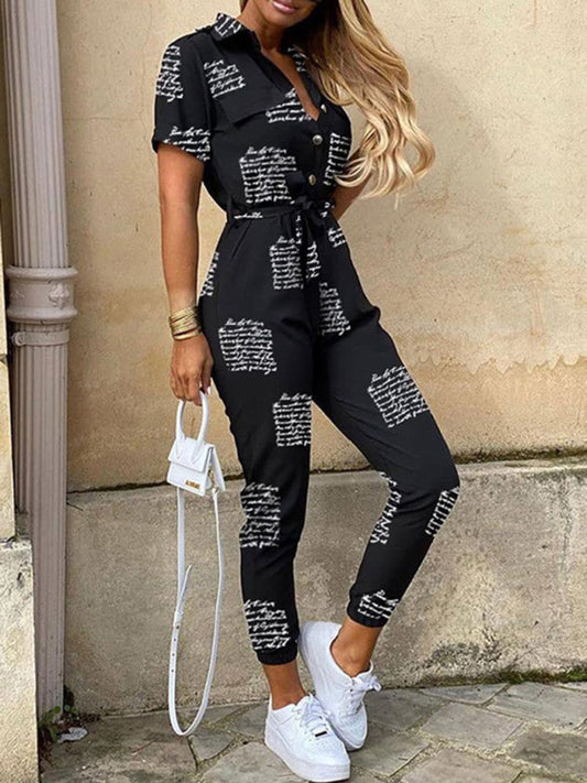 Women's Casual Lapel, Cargo Jumpsuit - Serenity Land fashion