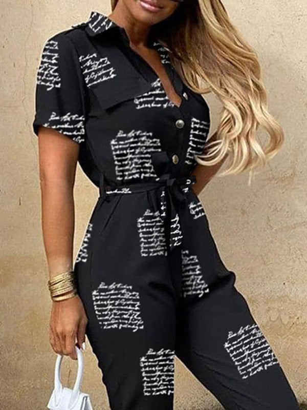 Women's Casual Lapel, Cargo Jumpsuit - Serenity Land fashion