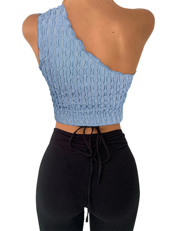 Ruched One-shoulder Crop Top