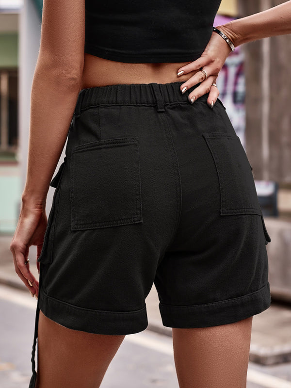 Patch Pocket Elastic Waist Shorts