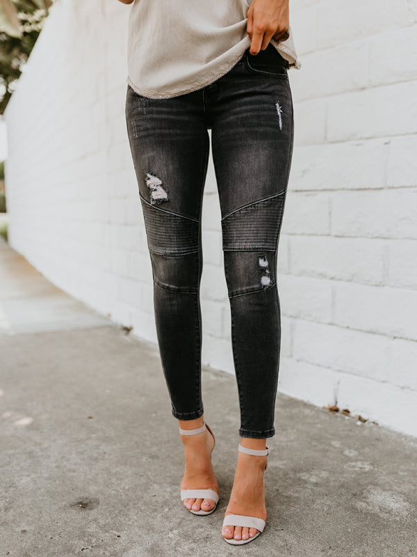 V2 Ripped Moto Skinny Jeans - Serenity Land fashion