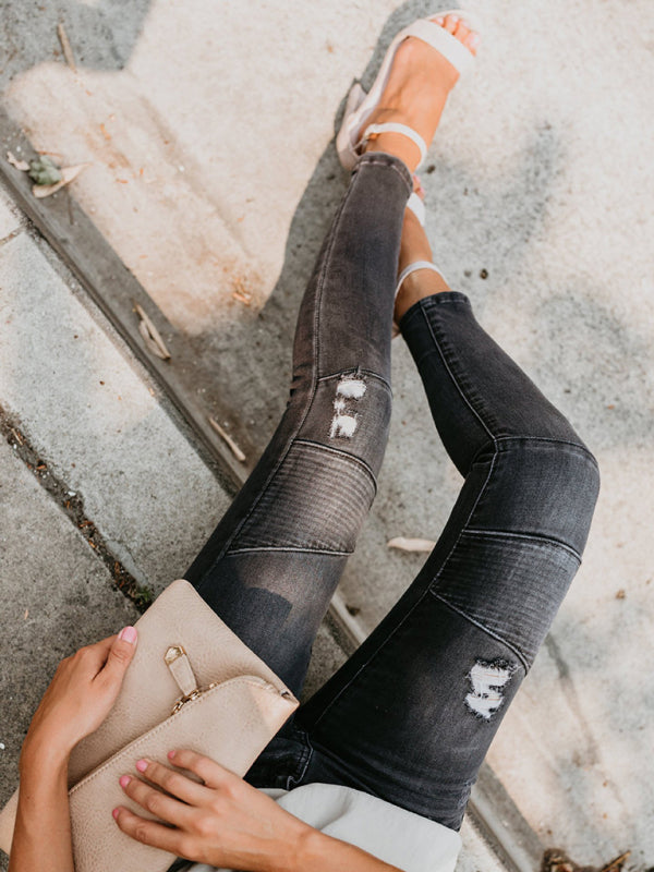 V2 Ripped Moto Skinny Jeans - Serenity Land fashion