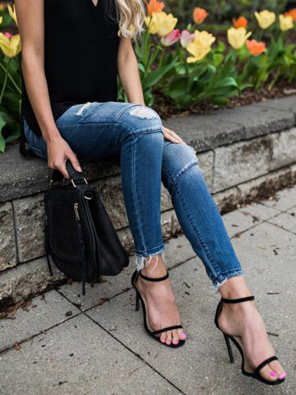 V2 Ripped Moto Skinny Jeans - Serenity Land fashion