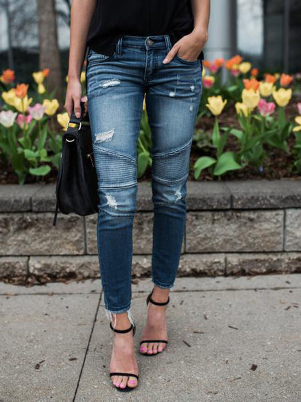 V2 Ripped Moto Skinny Jeans - Serenity Land fashion