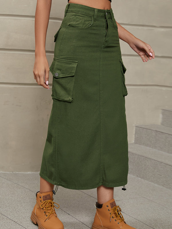 High Waist Solid Color Skirt
