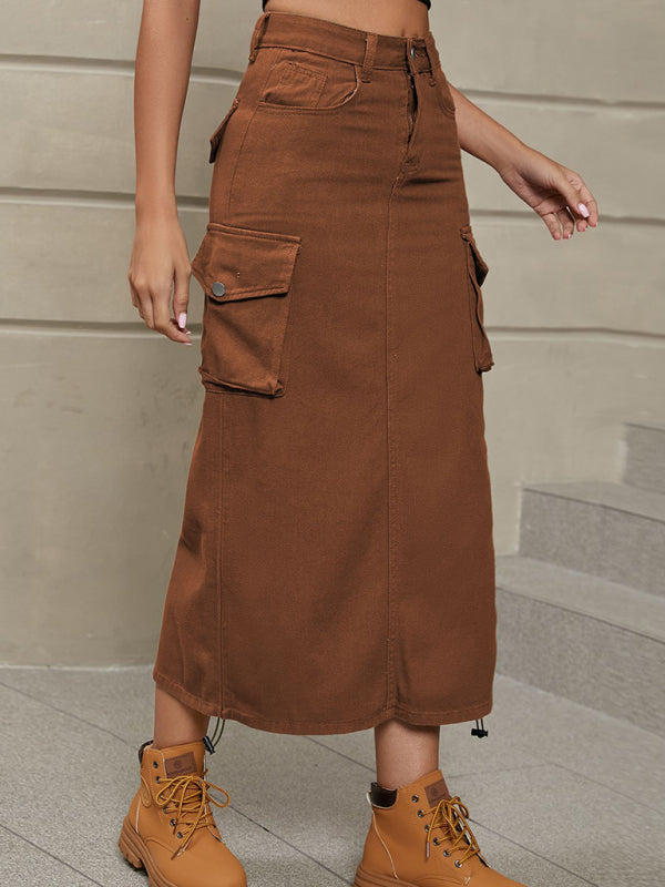 High Waist Solid Color Skirt