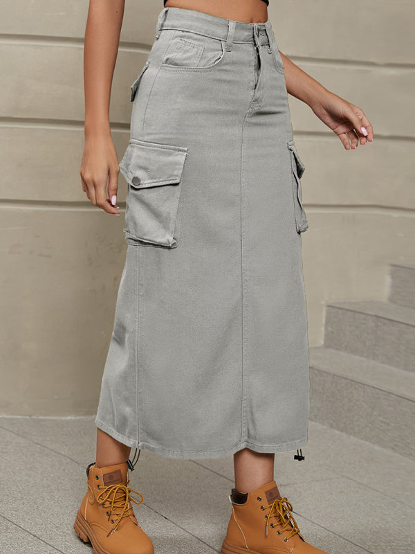 High Waist Solid Color Skirt