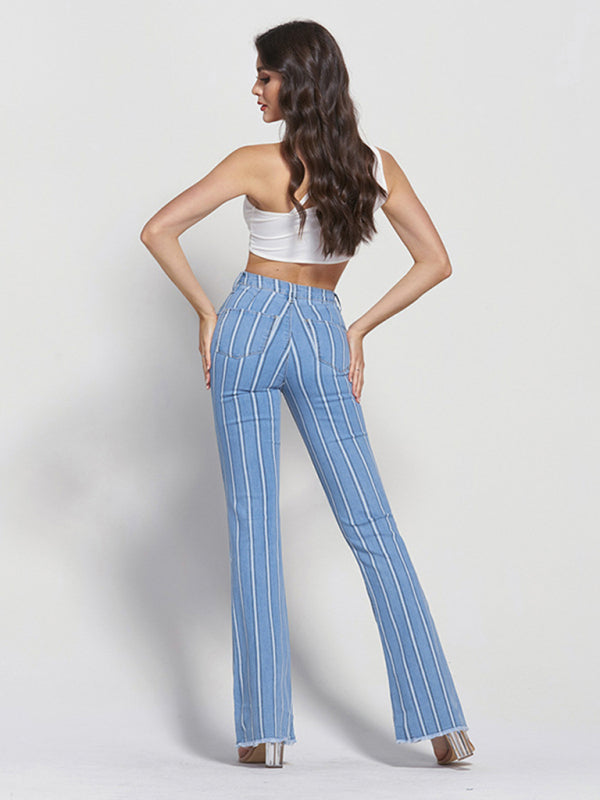 Raw Hem High Rise Skinny Flared Jeans