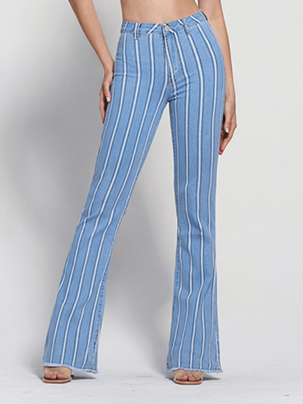 Raw Hem High Rise Skinny Flared Jeans