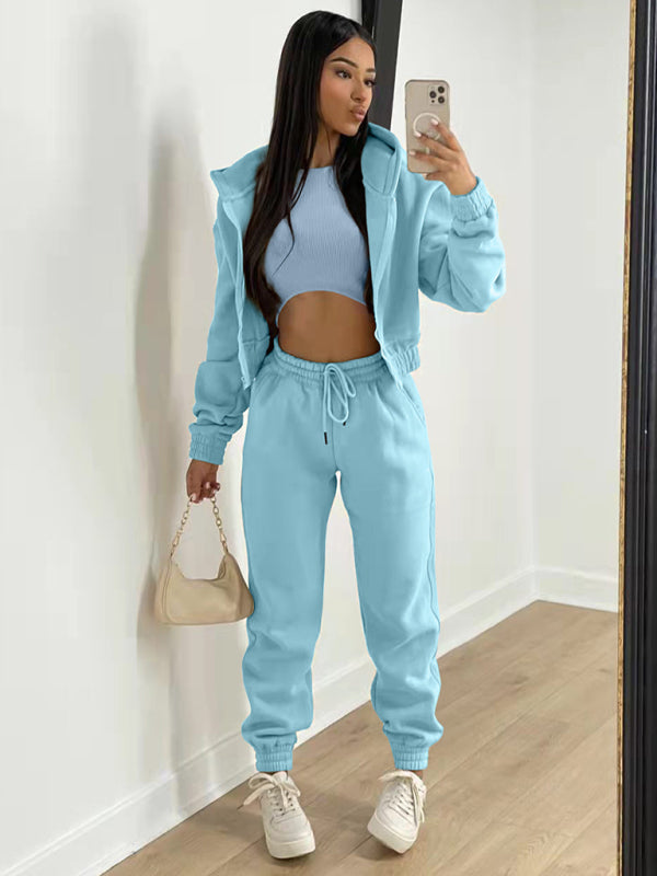 Casual three-piece Joggers hoodie & top.