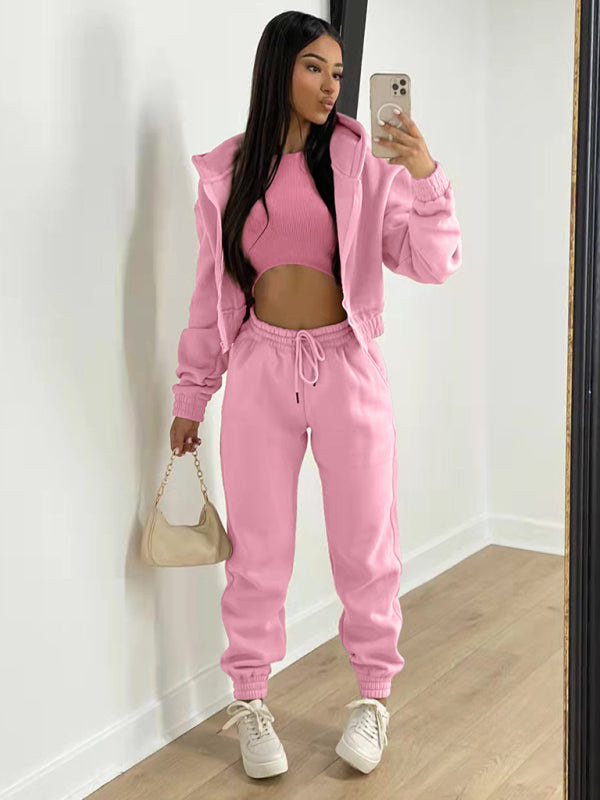 Casual three-piece Joggers hoodie & top.