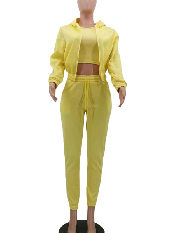 Casual three-piece Joggers hoodie & top.