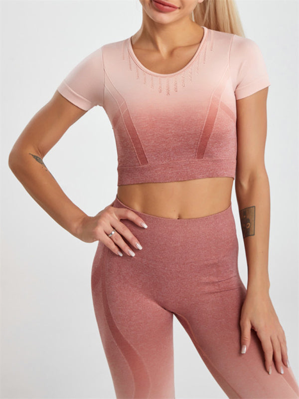 Gradient Hang Dye Seamless Two-Piece yoga set - Serenity Land fashion
