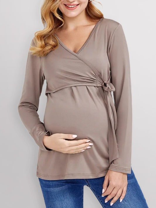 Chest Wrap Tie Maternity Nursing Blouse - Serenity Land fashion