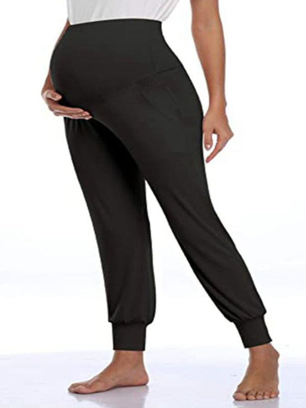 Maternity wear solid color casual pocket trousers - Serenity Land fashion