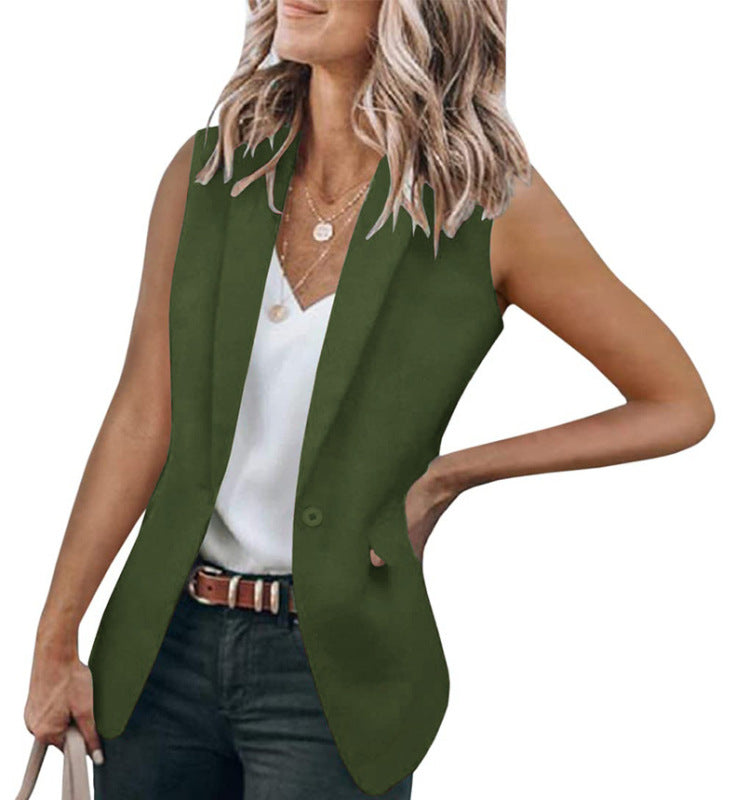 Sleeveless suit jacket, solid color - Serenity Land fashion