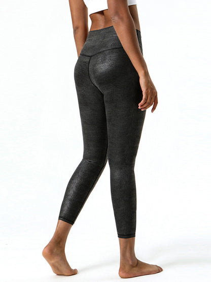 Textured-leather high-stretch yoga pants - Serenity Land fashion