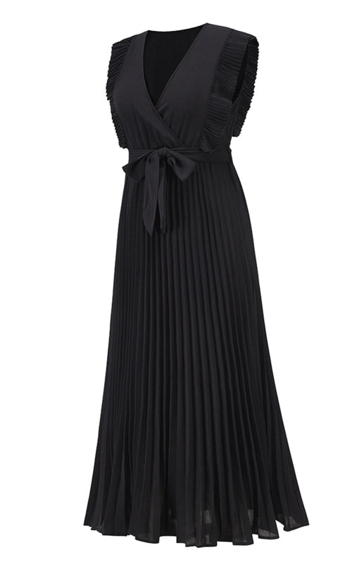 Lotus Leaf Sleeve Chiffon Pleated Dress