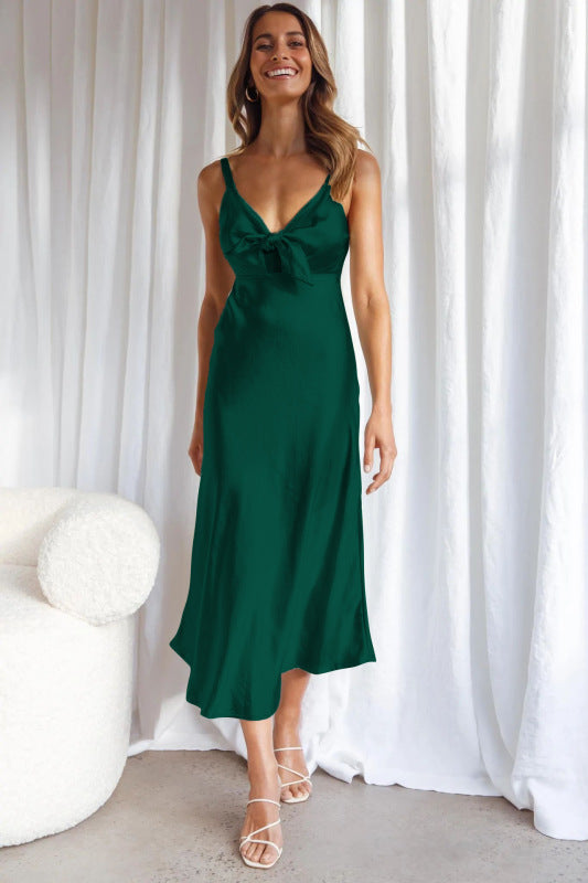 Knotted Strap Midi Dress - Serenity Land fashion