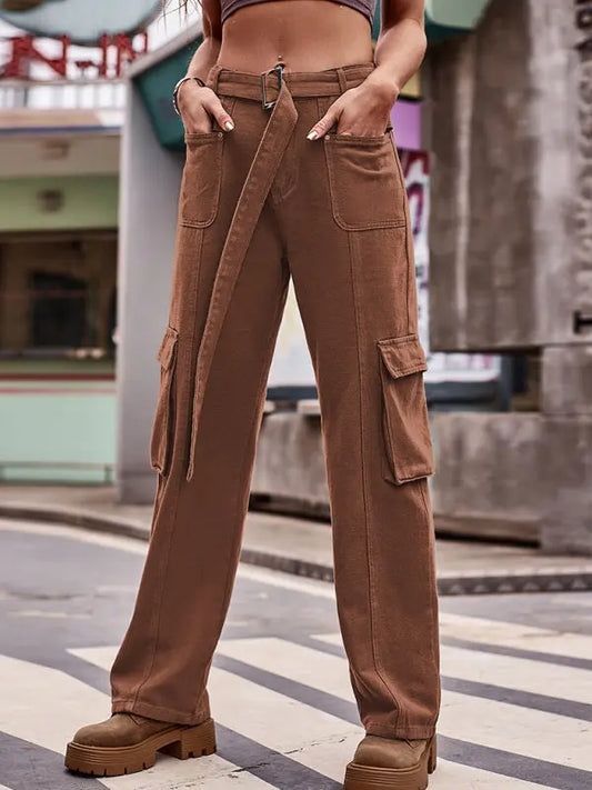 Belted High Waist, Utility Cargo Pants - Image #1