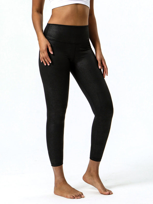Textured-leather high-stretch yoga pants - Serenity Land fashion