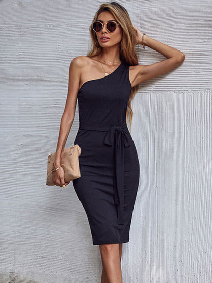 Solid color knee-length dress - Serenity Land fashion